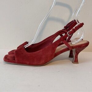 Donald Pliner Grinn Peep Toe Redwood Suede Slingback Sandal, Sz 7,5M Preowned
